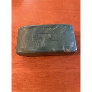 VTG Domestic Celluloid MARBLED GREEN PLASTIC TRINKET CASE Box